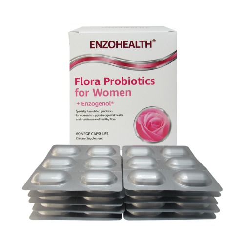 엔조헬스 플로라 프로바이오틱스 여성 유산균 + 엔조제놀 60식물성 캡슐